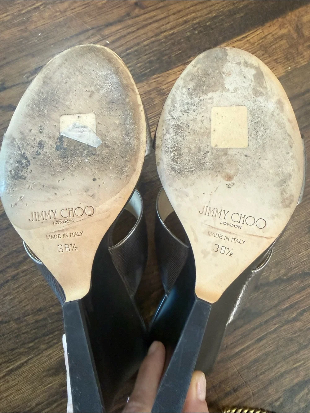 Jimmy Choo Silver Metallic Slide Sandals